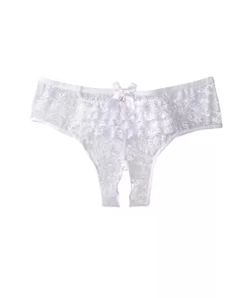 Lace Boyshort With Open Crotch And Ruffle Back Plybg Stm 9294x