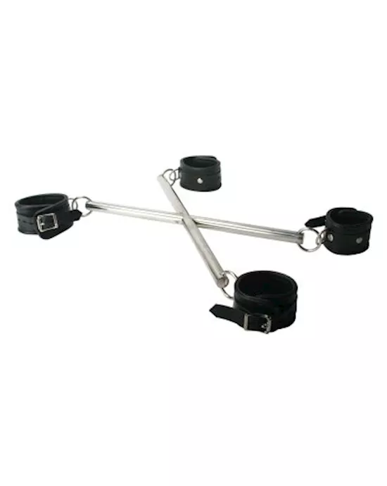 Strict Leather X-Hog Tie Spreader Bar with Restraints