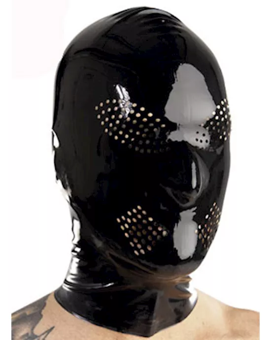 Latex Hood w Perforated Eyes and Mouth