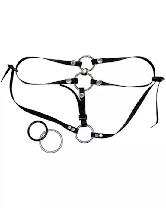 Tag Team Harness with 6 Inch Dildo