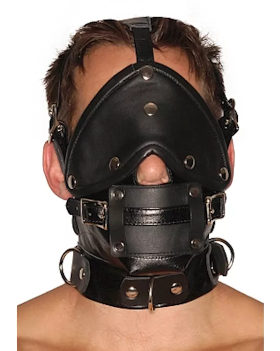 Strict Leather Premium Muzzle with Blindfold and Gags