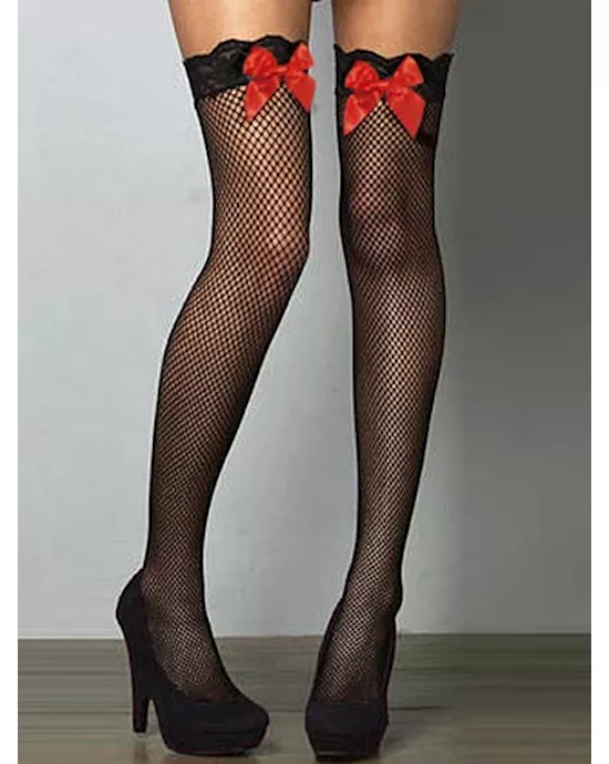 Bow Lace Stockings with Lace Top