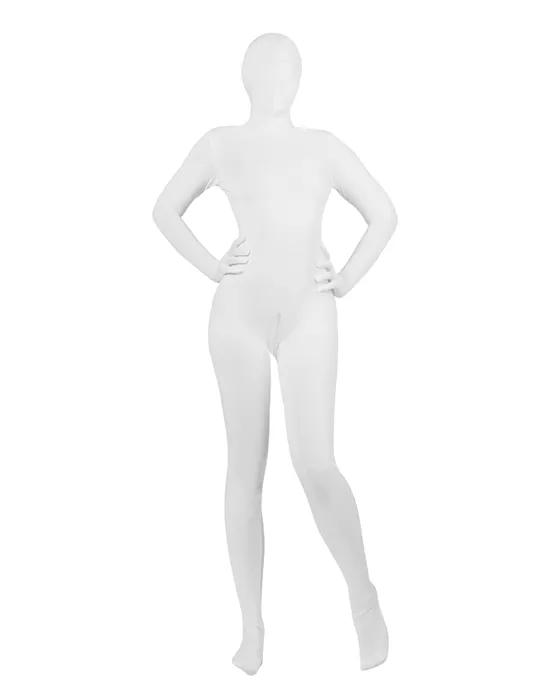 Full Body White Skin Suit with Front Access- S M