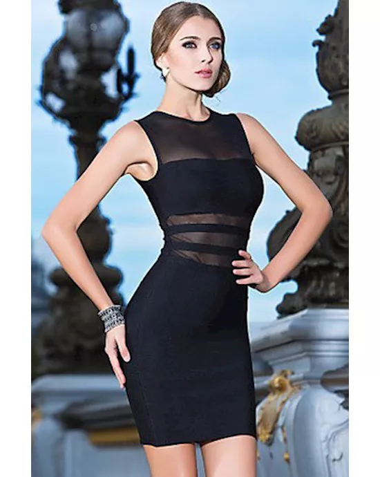 black elegant femme fatale bandage dress
