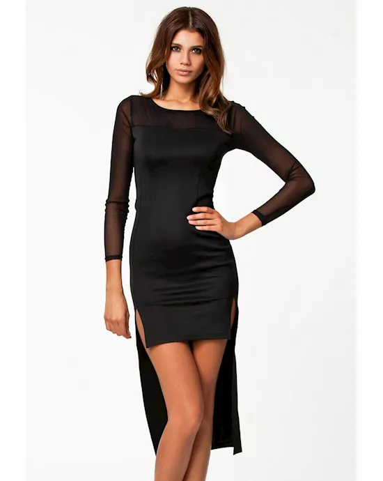 black high low fashion long dress