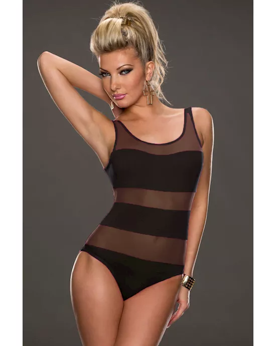 black mesh tank scoop neck teddy