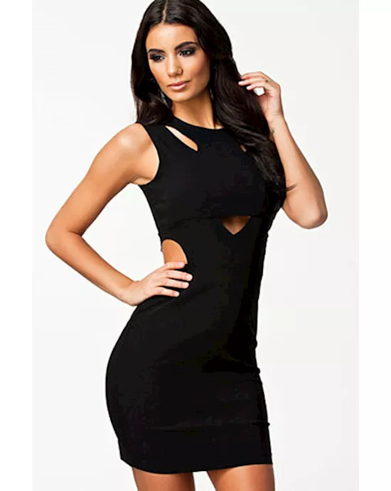 body-loving cut out little black mini dress
