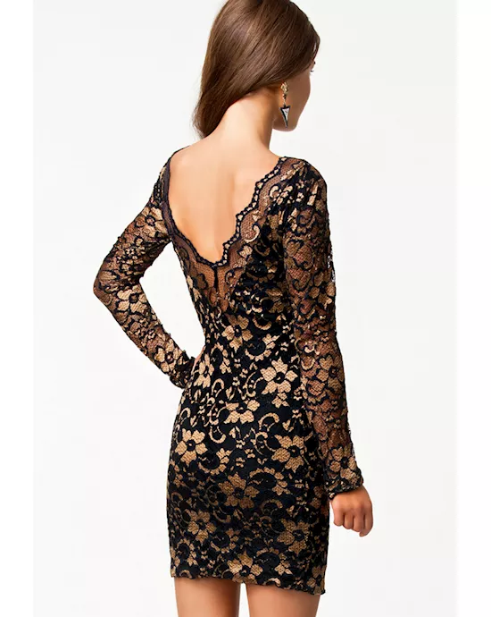 classical beauty v back two tone lace vintage dress