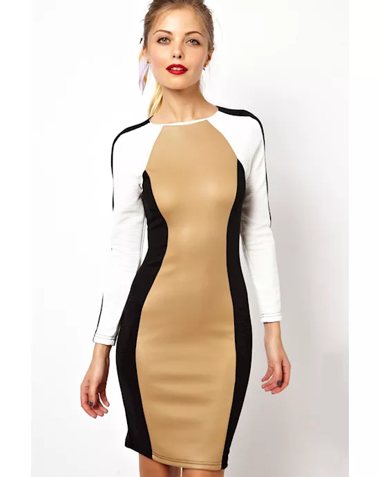 color block panels stylish bodycon dress