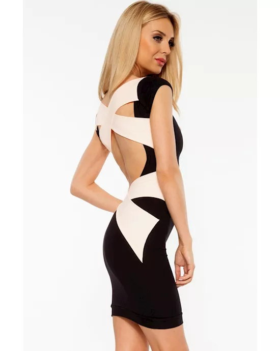 cross bandage back little black bodycon dress