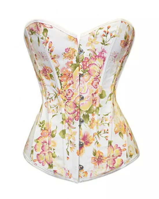 delightful tulip flock boned denim corset