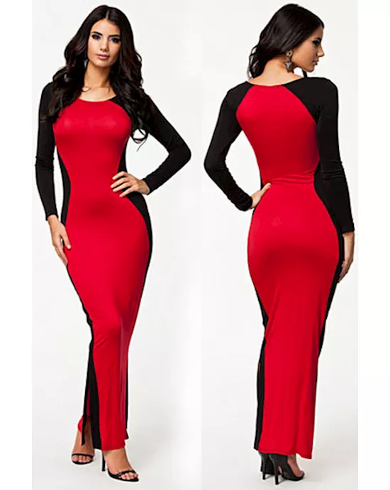 elegant party two faced contrast maxi evening dress