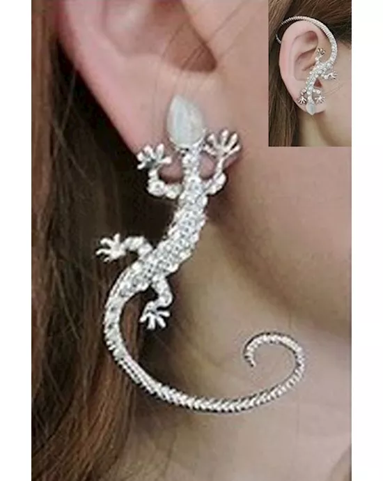 Silver Diamond Studded Ear Cuff