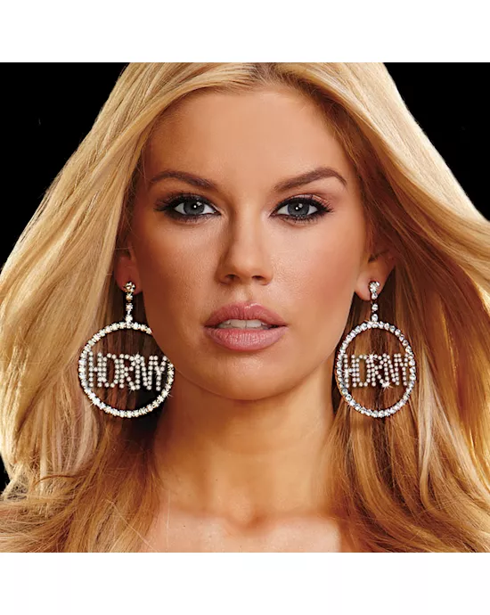 Horny Rhinestone Doorknocker Earrings 2