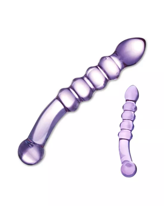 Glas Purple Rain Ribbed Glass Dildo
