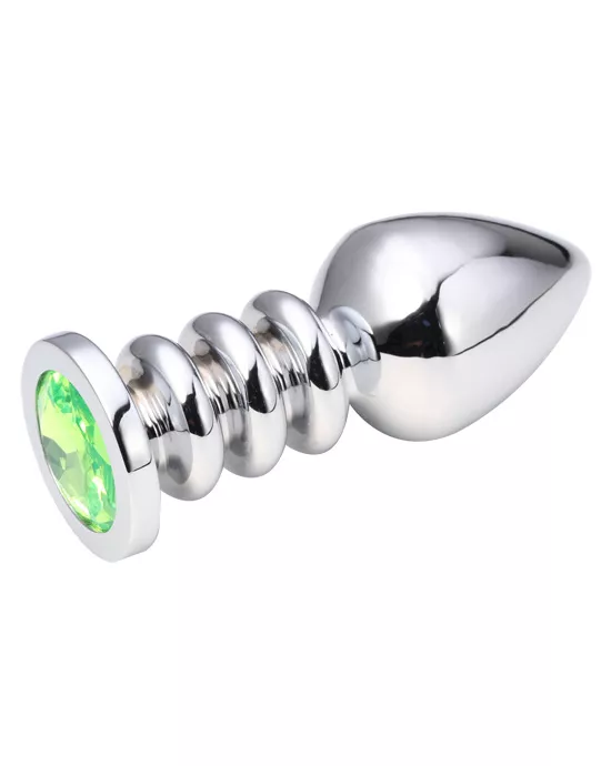 Ridged Jewelled Butt Plug