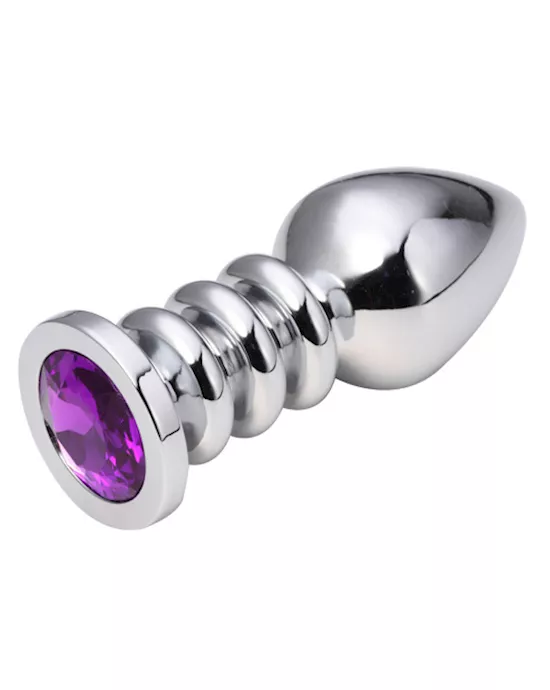 Ridged Jewelled Butt Plug