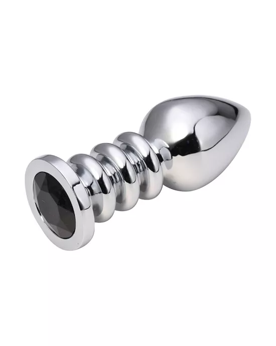 Ridged Jewelled Butt Plug