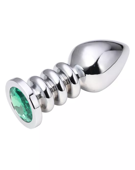 Ridged Stem Jewelled Butt Plug