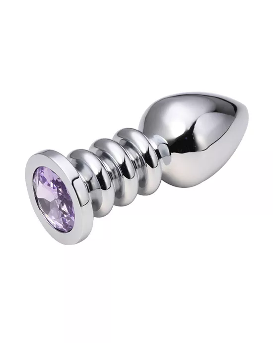 Ridged Jewelled Butt Plug