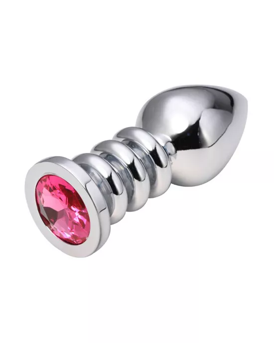 Ridged Jewelled Butt Plug
