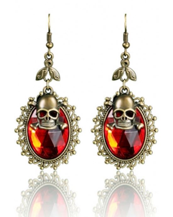 Red Gothic Halloween Skull Fashion Earrings