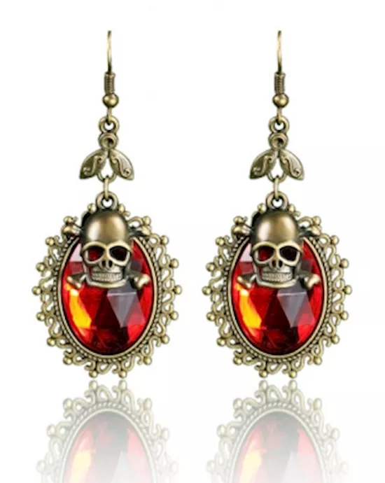 Red Gothic Halloween Skull Fashion Earrings
