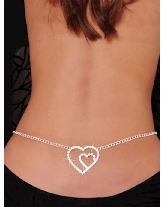 Rhinestone Large Heart Belly Chain