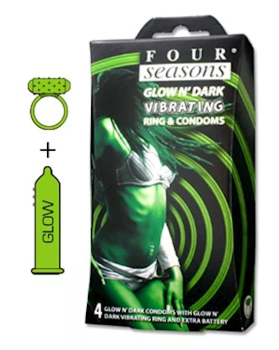 Four Seasons 4 Pack Glow N Vibrating Condoms
