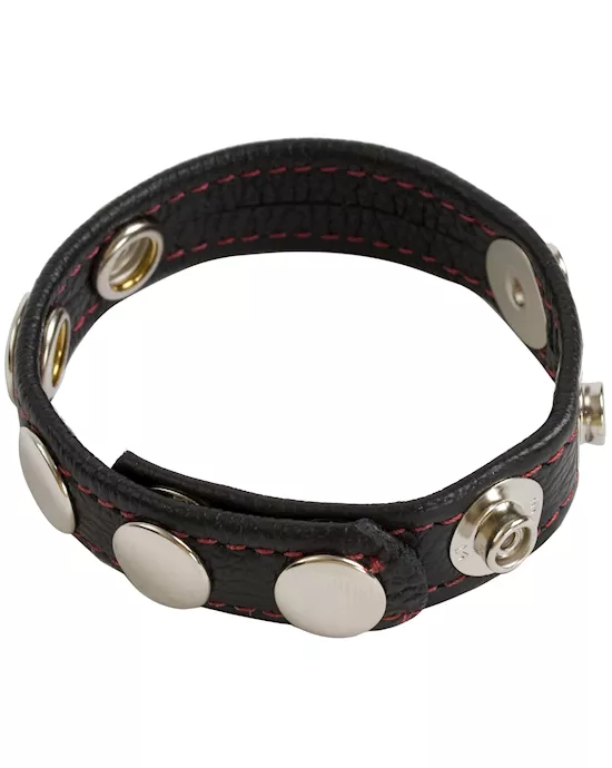 Reds Black Leather Cock Strap 5 Speed