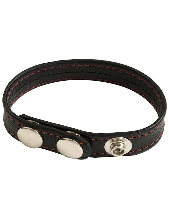 Reds Black Leather Cock Strap 3 Snap