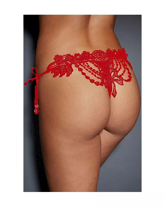 Red Embroidered & Beaded Lady Knicker