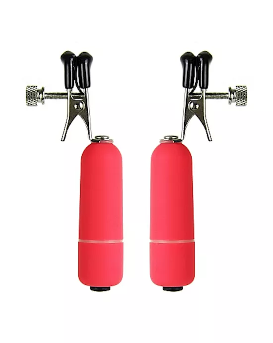 Vibrating Nipple Clamps Red