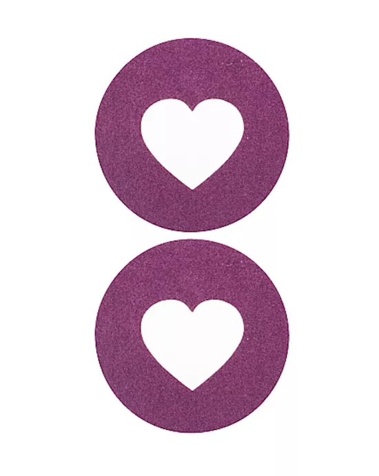 Nipple Sticker Round Open Hearts Purple