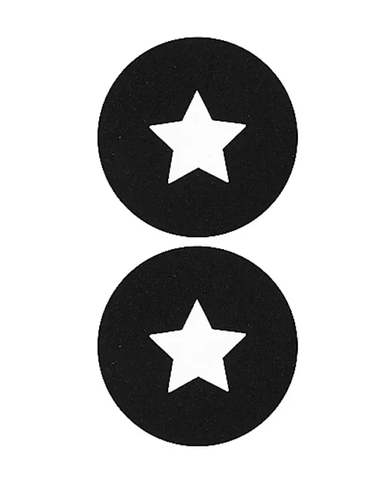 Nipple Sticker Round Open Stars Black