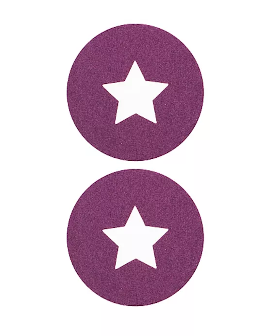 Nipple Sticker Round Open Stars Purple