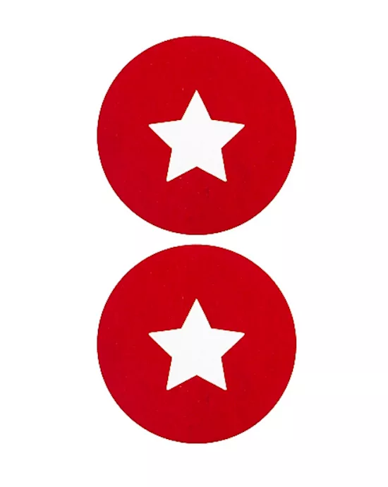 Nipple Sticker Round Open Stars Red