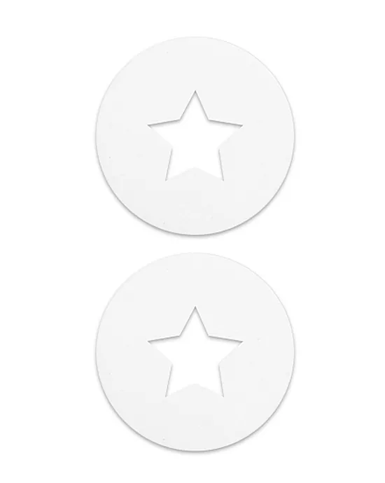 Nipple Sticker Round Open Stars White