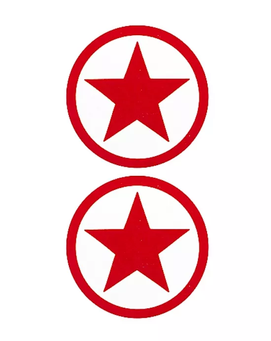 Nipple Sticker Round Stars Red