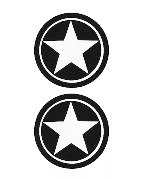 Nipple Sticker Round Open Stars Black