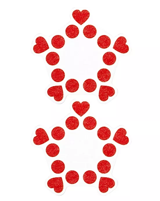 Nipple Sticker Open Circle and Hearts Red