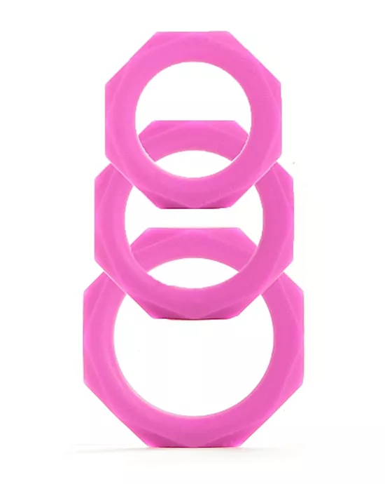 Octagon Rings 3 Sizes Pink