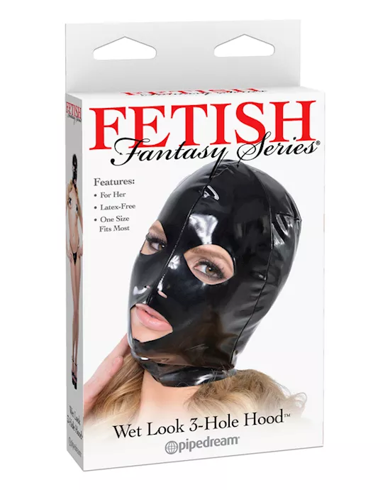 Fetish Fantasy Wet Look 3-Hole Hood