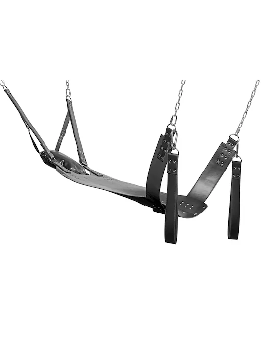 Leather Bondage Swing with Stirrups and Pillow