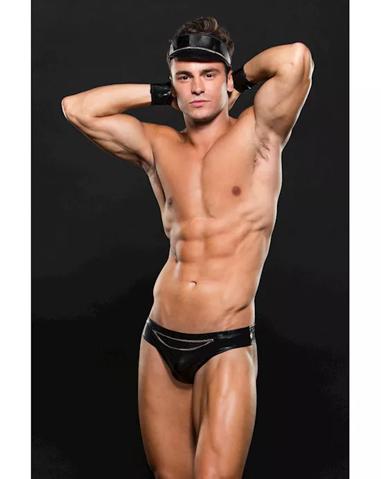 Envy Biker Bikini Bottom Cuffs & Hat 3 Piece