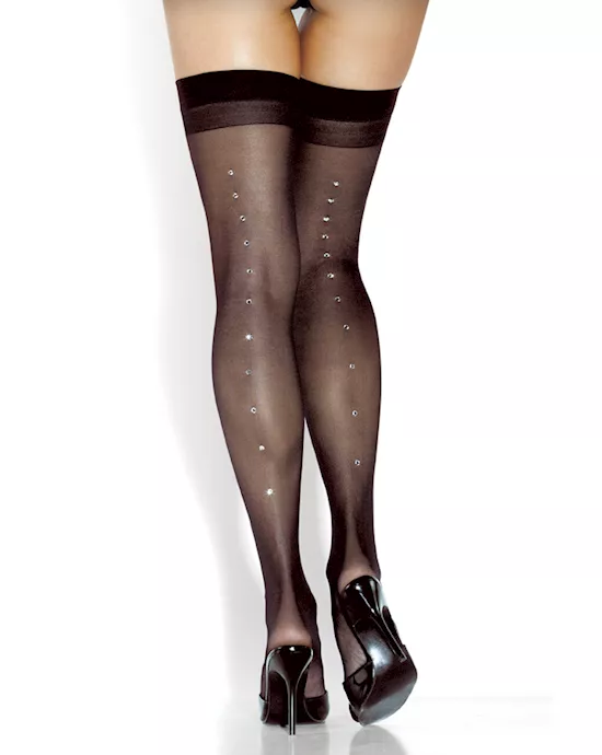 Sheer Thigh High with Rhinestone Accents