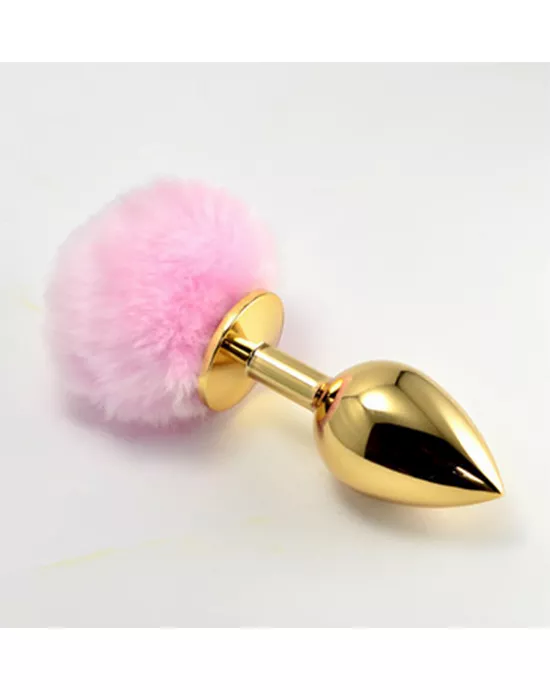 Gold Butt Plug With Rabbit Tail