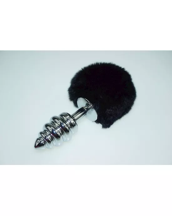 Fluffy Bunny Rippled Butt Plug