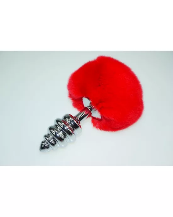 Fluffy Bunny Rippled Butt Plug