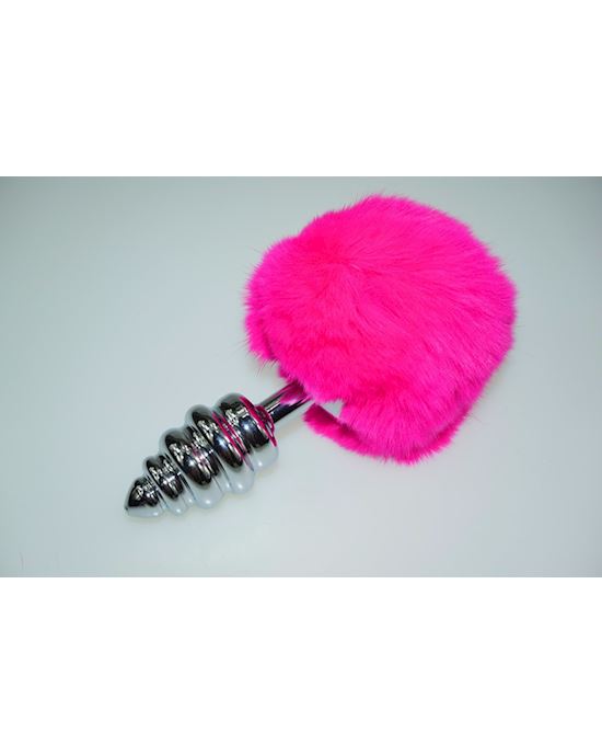 Fluffy Bunny Rippled Butt Plug